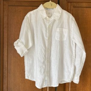 Janie and Jack Boys’ White Linen Roll-Cuff  Shirt